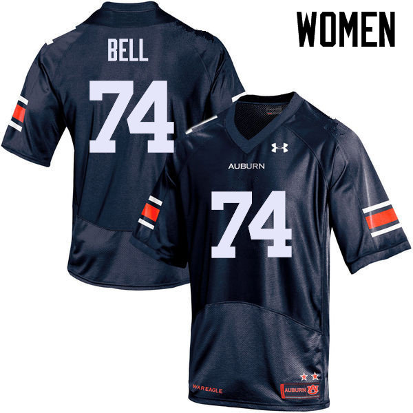 Auburn Tigers Women's Wilson Bell #74 Navy Under Armour Stitched College NCAA Authentic Football Jersey UFI8574TM
